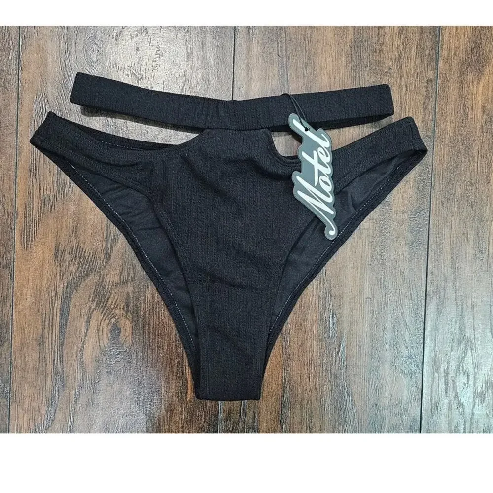 Motel Rocks Drelins Bikini Bottom Size Small Black